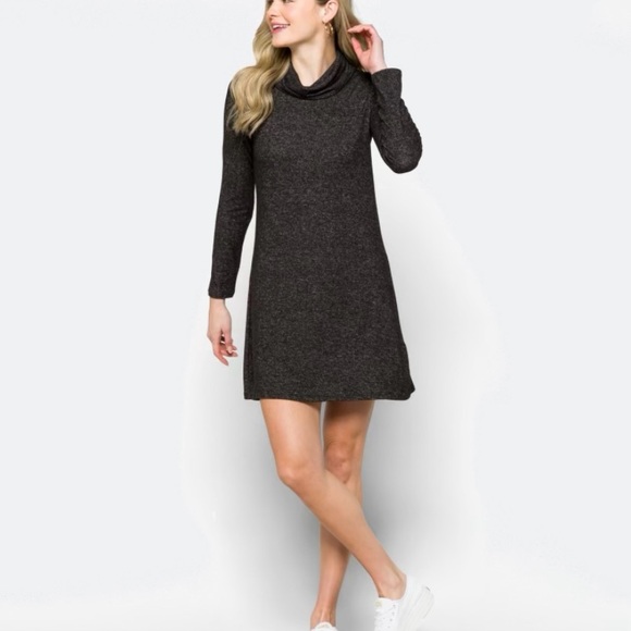 market and spruce Dresses & Skirts - Market and Spruce Cozy Black Cowl Neck Dress XXL